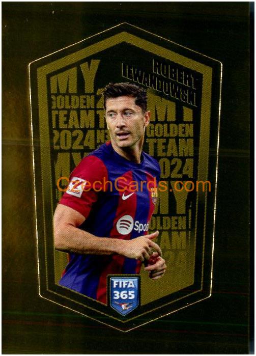 FOOTBALL/SOCCER, Robert Lewandowski 2024 Panini Fifa 365 sticker foil My  Golden Team foil #LEW