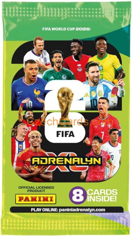 Fat Pack balíček sběratelských karet 2026 Panini AdrenalyXL World Cup