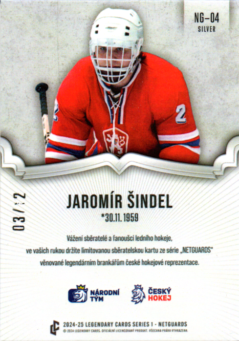Jaromír Šindel 2024/25 LC Český hokej Netguards Signature 3/12 #NG-04