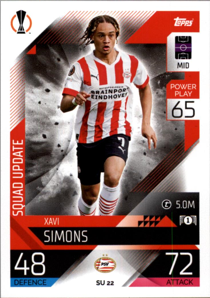 Xavi Simons (PSV Eindhoven) 2022/23 Match Attax Extra #SU 22
