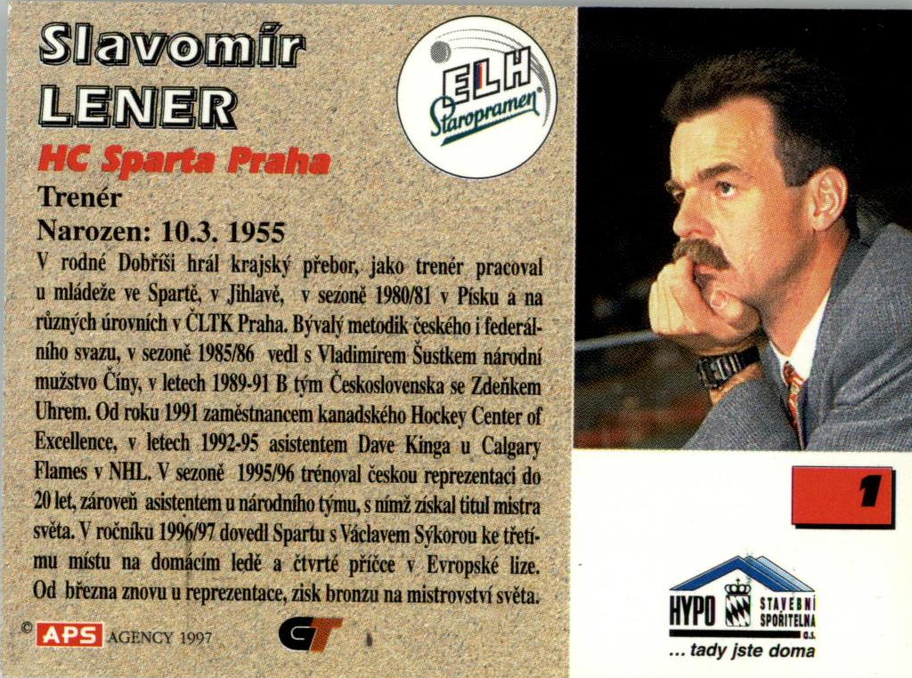 Slavomír Lener APS 97/98 hokejová karta #1 