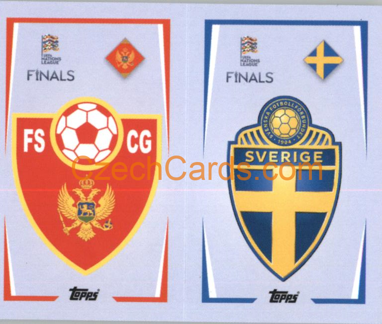 Montenegro / Sweden Team Badge  2022/23 Topps Nations League #17