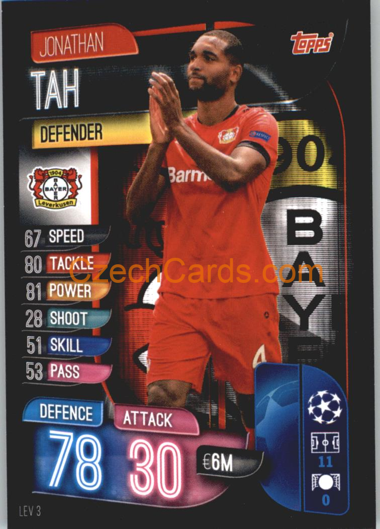 Jonathan Tah 2019/20 Topps Match Attax #LEV 3