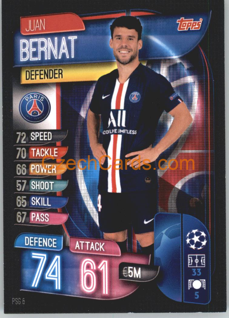 Juan Bernat 2019/20 Topps Match Attax #PSG 6
