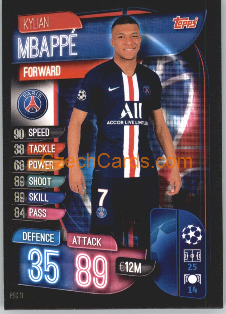 Kylian Mbappé 2019/20 Topps Match Attax #PSG 11