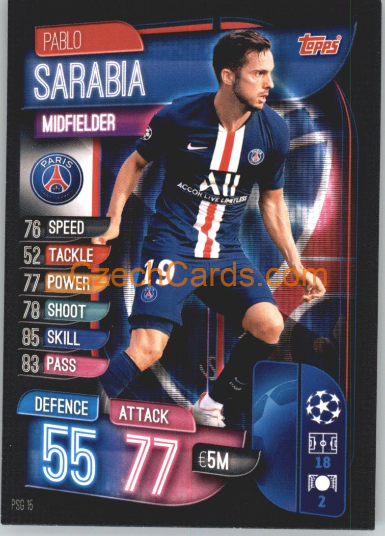 Pablo Sarabia 2019/20 Topps Match Attax #PSG 15