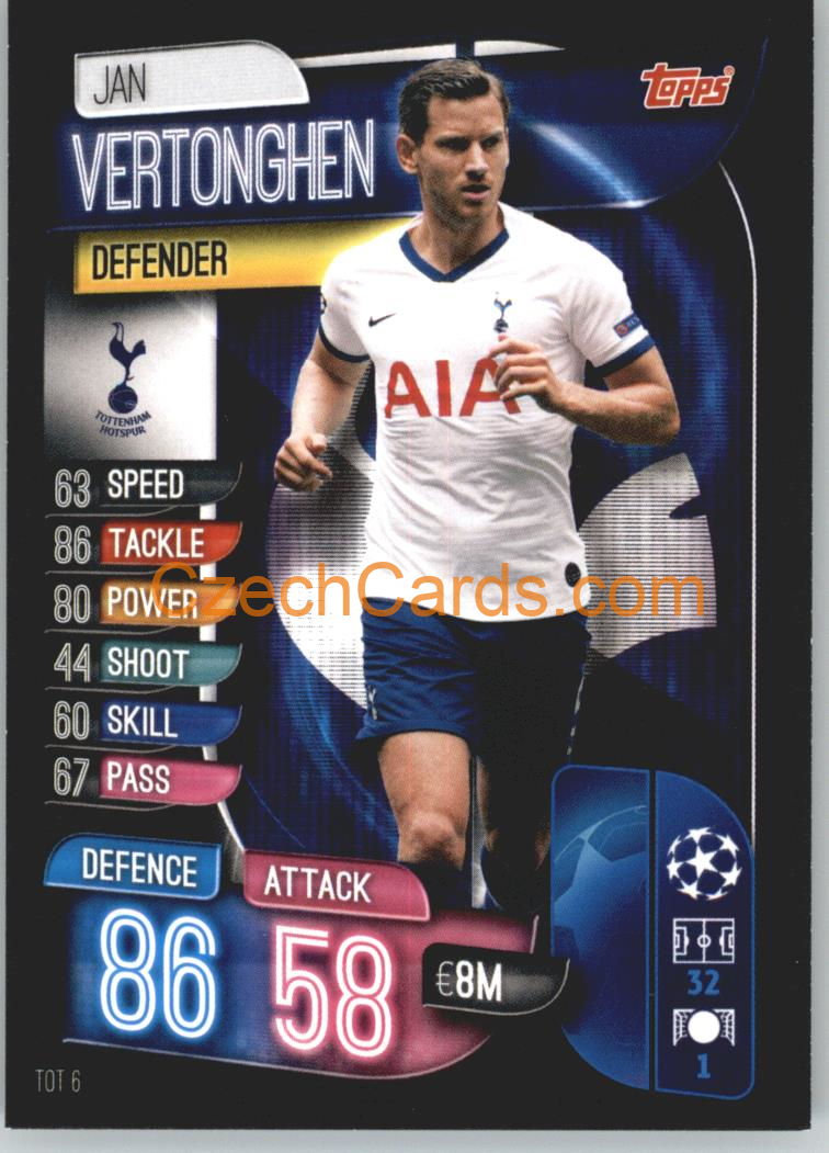 Jan Vertonghen 2019/20 Topps Match Attax #TOT 6