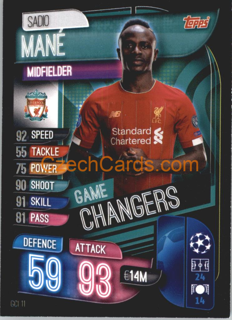 Sadio Mané 2019/20 Topps Match Attax Game Changer #GSI 11