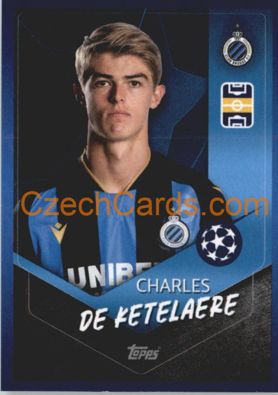 Charles De Ketelaere 2021/22 Topps UCL Sticker gold shiny#136