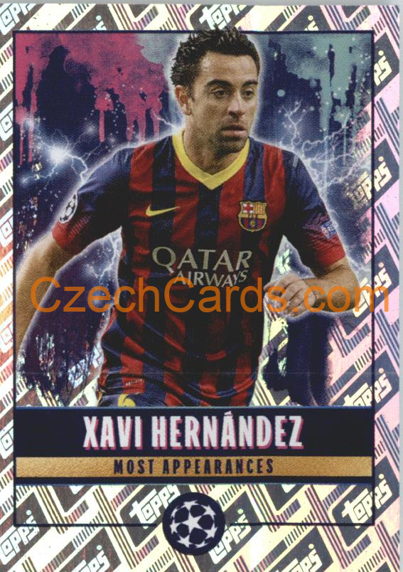 Xavi Hernández 2022/23 Topps UCL Sticker All-Time UCL Records foil #511