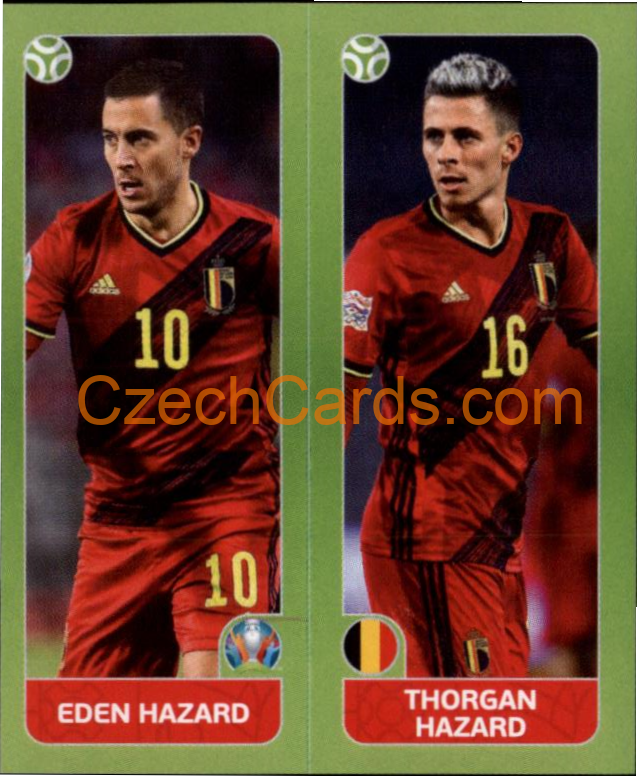 Eden Hazard / Thorgan Hazard 2020 Panini UEFA EURO sticker orange #148