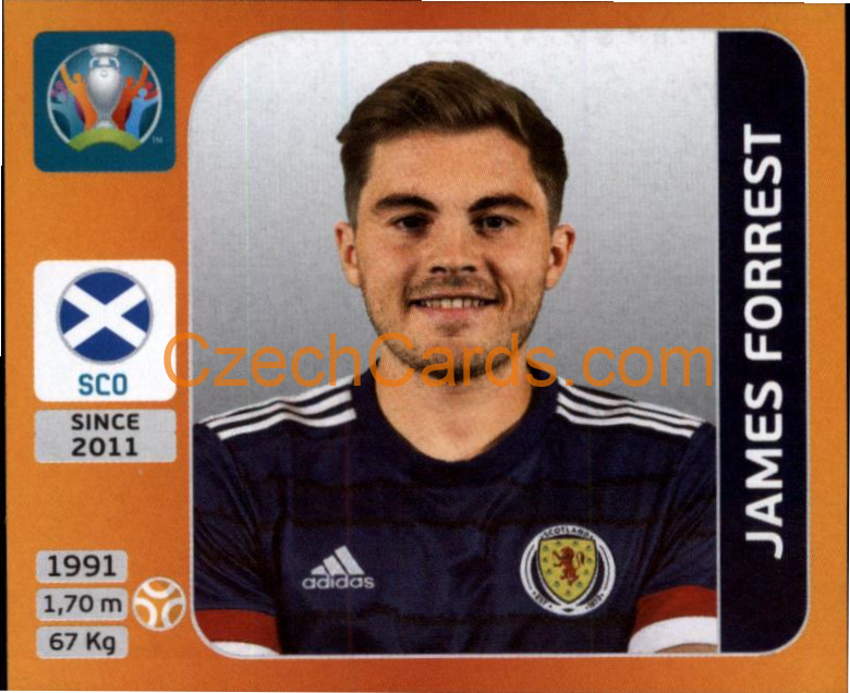 James Forrest 2020 Panini UEFA EURO sticker orange #446