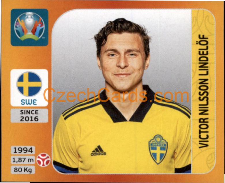Victor Nilsson Lindelöf 2020 Panini UEFA EURO sticker orange #555