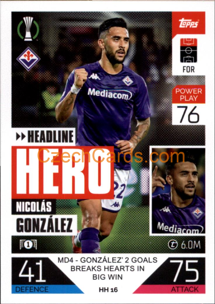 Nicolás González (ACF Fiorentina) 2022/23 Match Attax Extra #HH 16