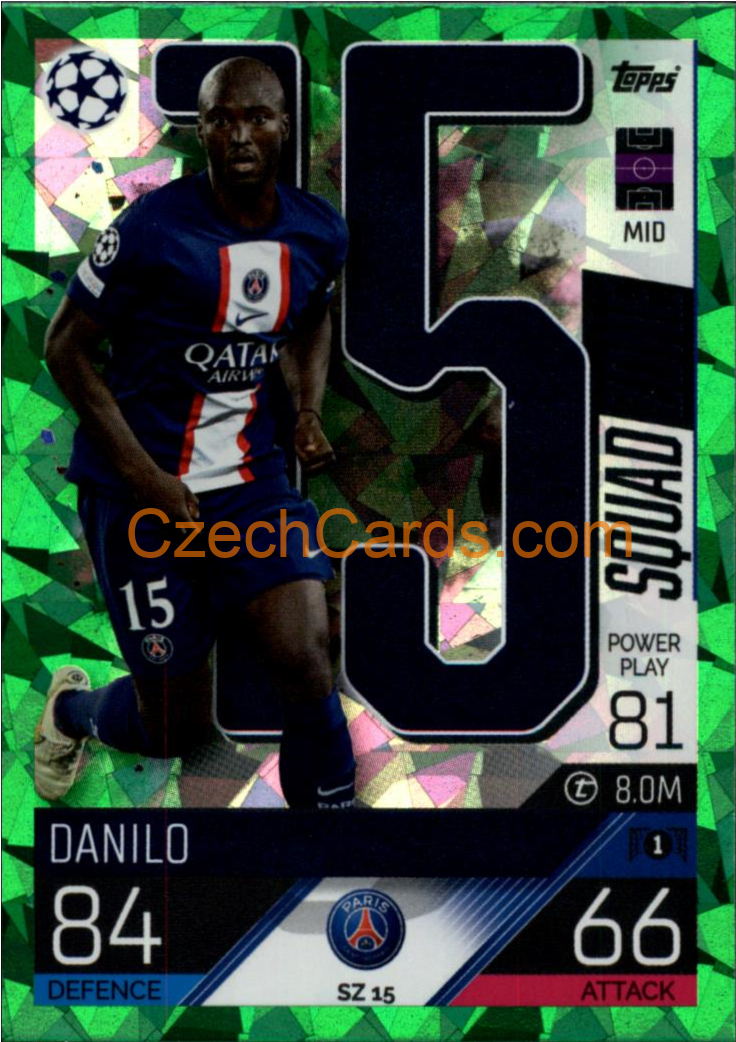 Danilo (Paris Saint-Germain) 2022/23 Match Attax Extra Green #SZ 15