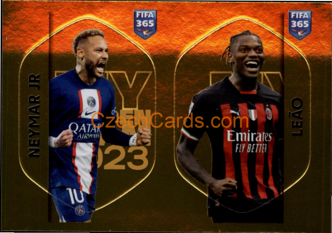 Neymar Jr Rafael Leão 2023 Panini Fifa 365 sticker GOLDEN #LEA-NEY
