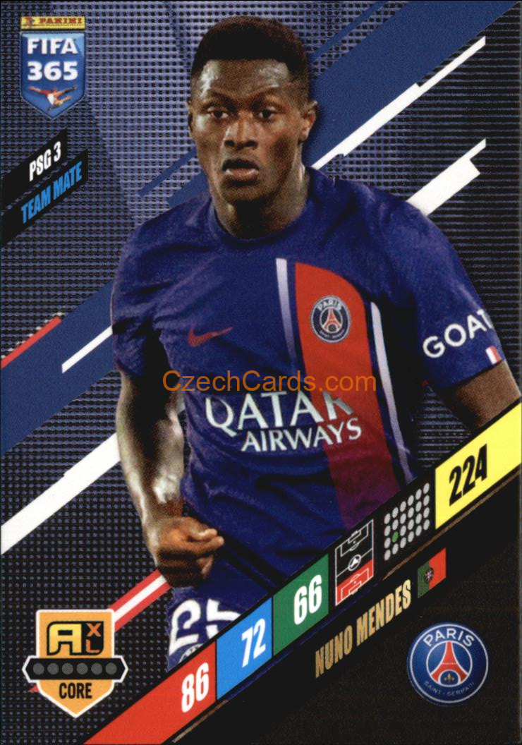 Nuno Mendes 2024 Panini FIFA 365  Adrenalyn XL PSG3