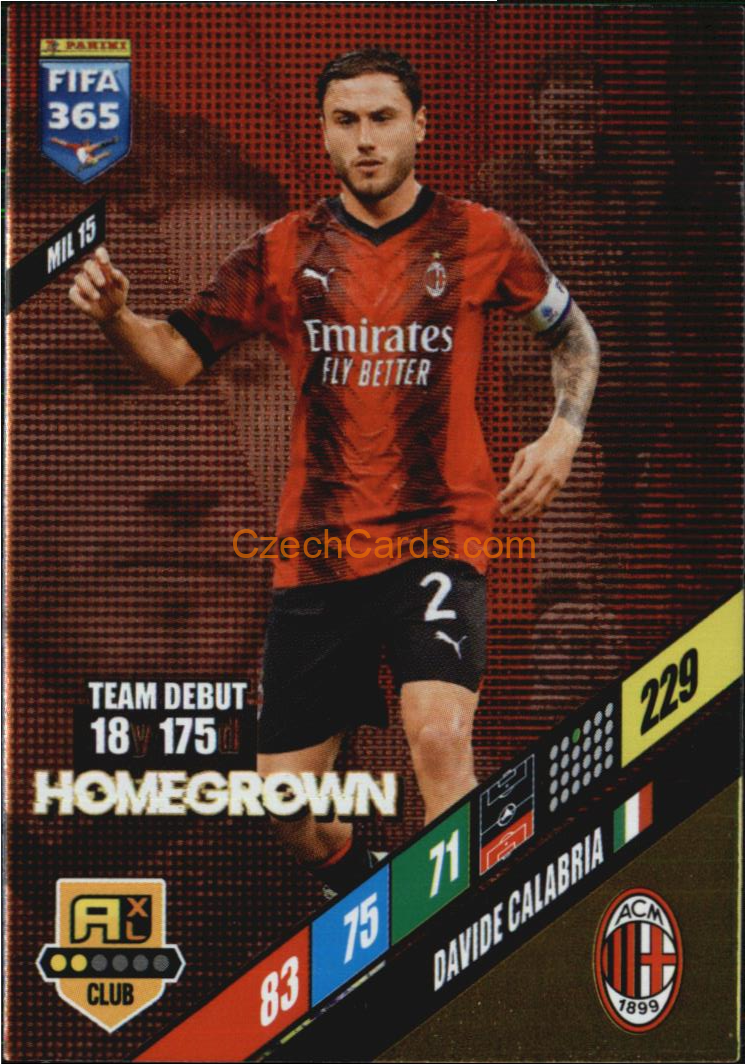 Davide Calabria 2024 Panini FIFA 365  Adrenalyn XL Homegrown MIL15