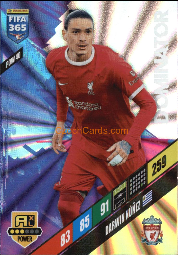 Darwin Nuñez 2024 Panini FIFA 365  Adrenalyn XL Dominator POW40
