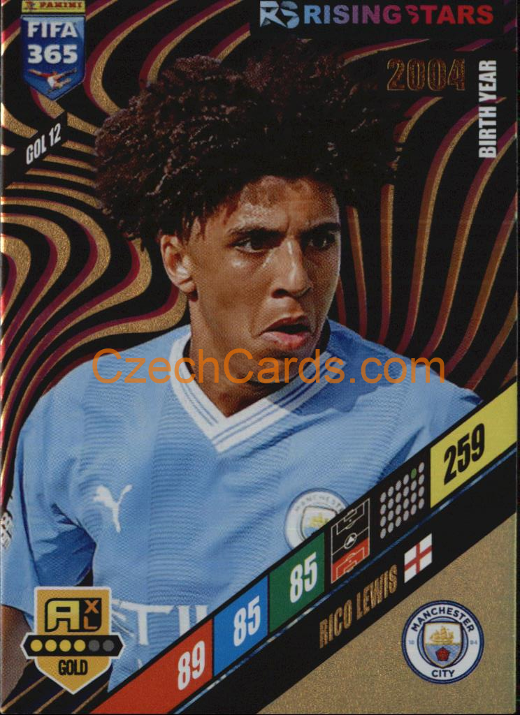 Rico Lewis 2024 Panini FIFA 365  Adrenalyn XL Rising Star GOL12