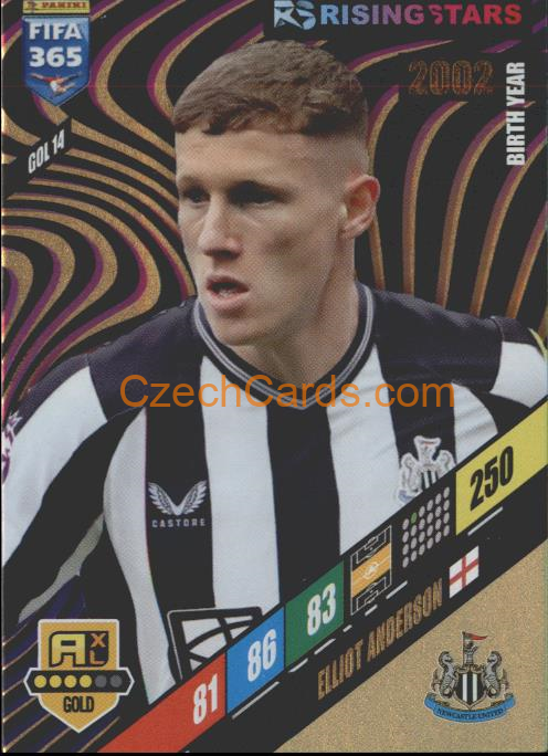Elliot Anderson 2024 Panini FIFA 365  Adrenalyn XL Rising Star GOL14