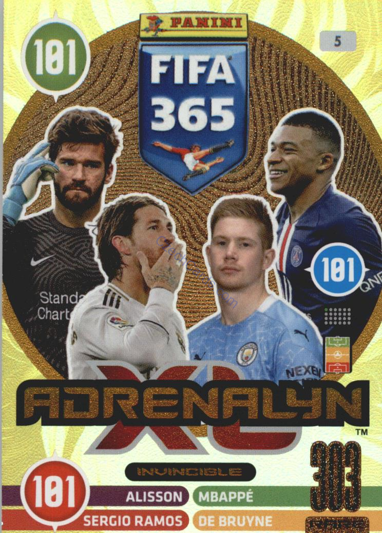 De Bruyne, Mbappe, Ramos, Alisson 2021 FIFA 365 Adrenalyn Invincible #5