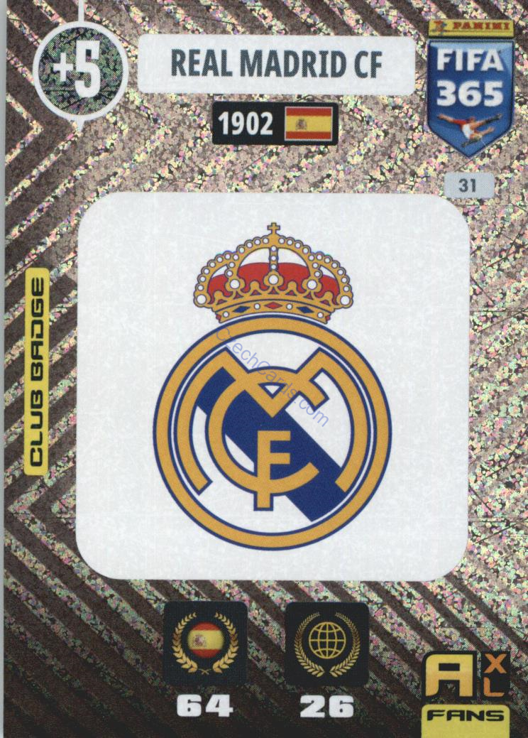 Real Madrid 2021 FIFA 365 Adrenalyn Team Badge #31