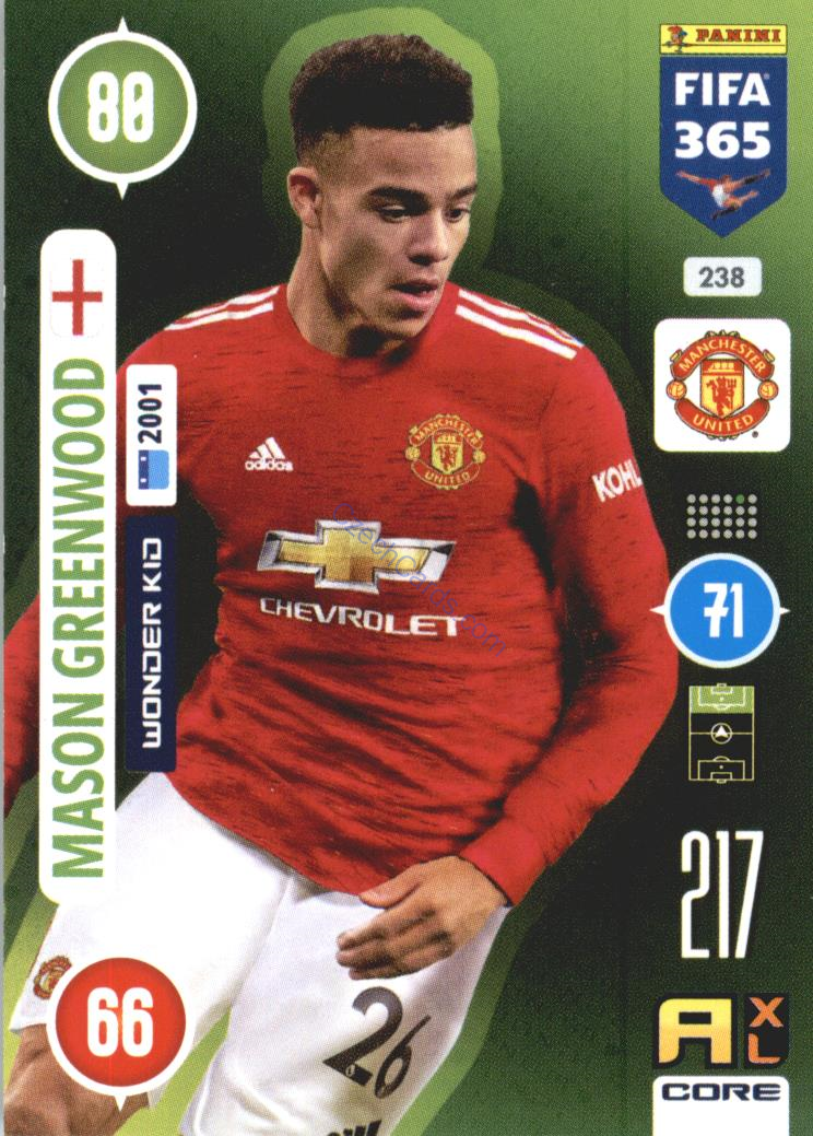 Mason Greenwood 2021 FIFA 365 Adrenalyn Wonder Kid #238