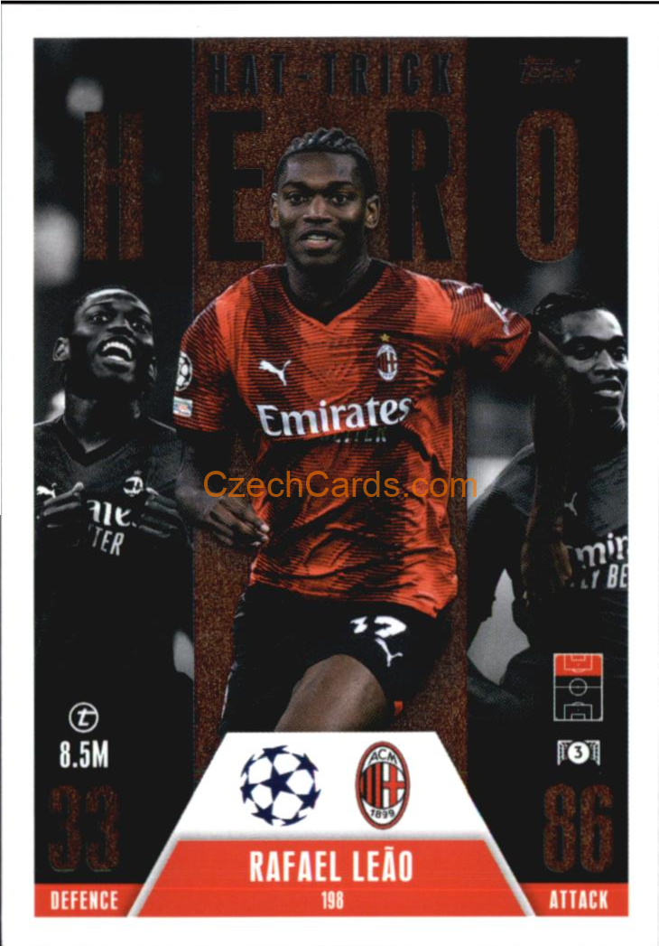 Rafael Leão 2023/24 Topps Match Attax Extra Hat-Trick Hero #198