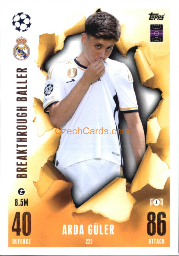 Arda Güler 2023/24 Topps Match Attax Extra Breakthrough Ballers #222
