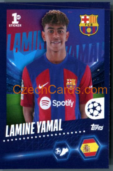 Lamine Yamal 2023/24 Topps Champions League sticker rookie #138