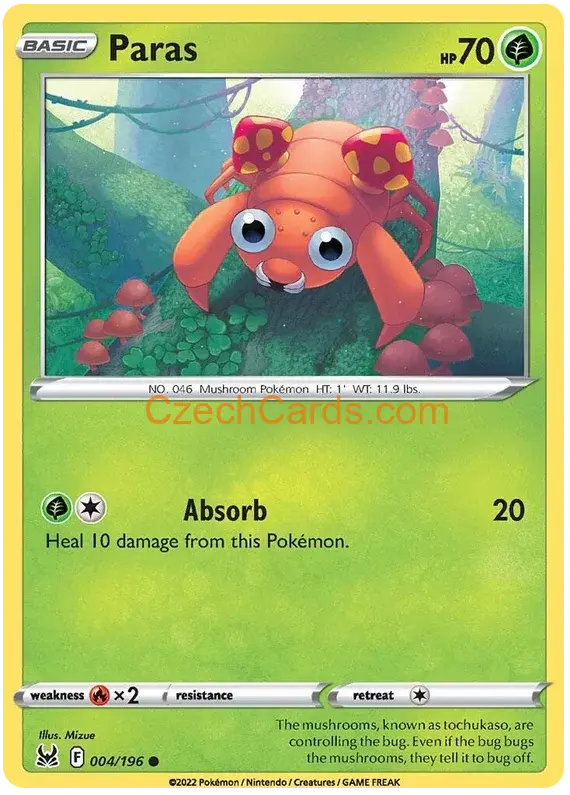 Paras 4/196 Pokémon Lost Origin Common