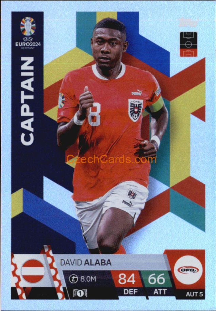 David Alaba 2024 EURO Match Attax Captain #AUT5