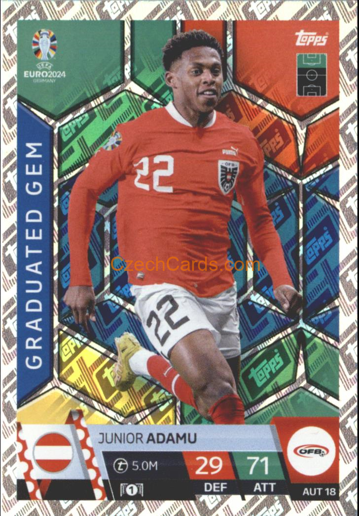 Junior Adamu 2024 EURO Match Attax Graduated Gem #AUT18