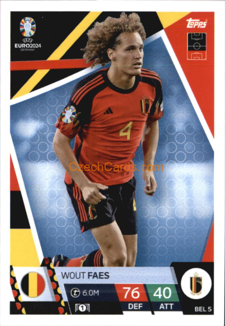 Wout Faes 2024 EURO Match Attax #BEL5