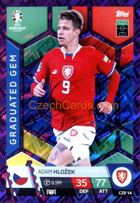 Adam Hložek 2024 EURO Match Attax Graduated Gem purple parallel #CZE14