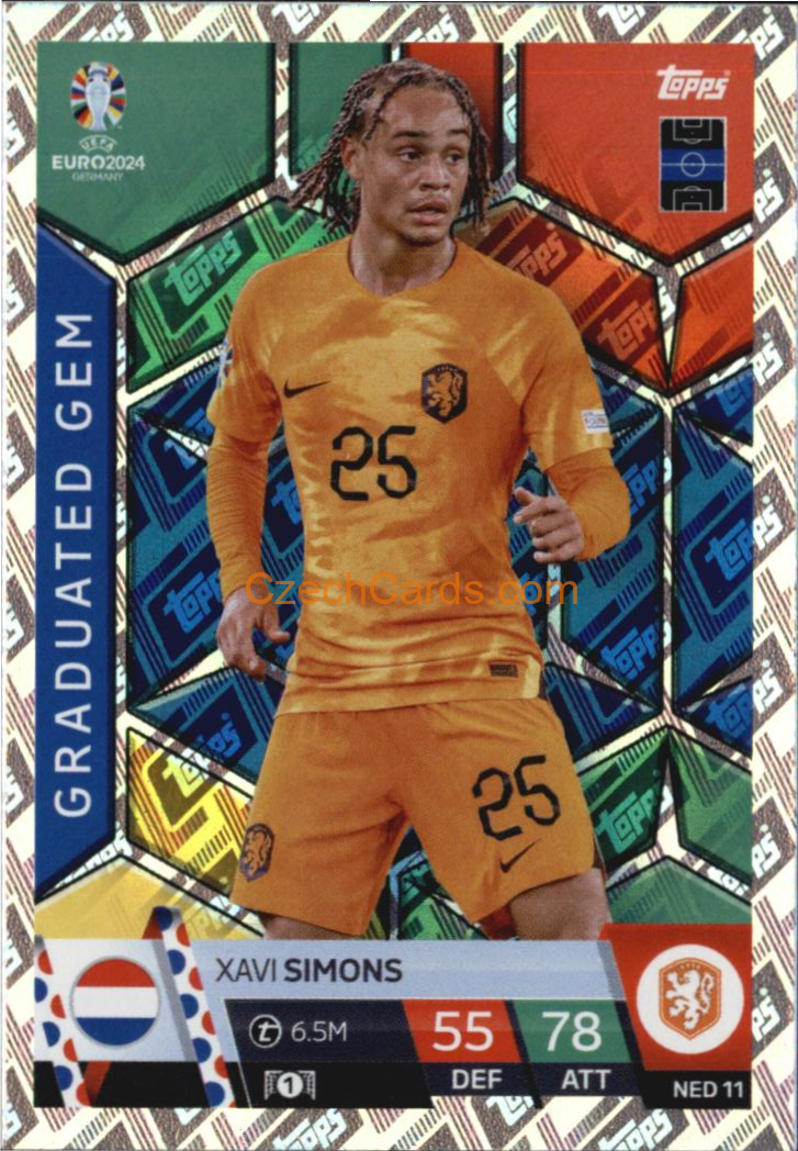 Xavi Simons 2024 EURO Match Attax Graduated Gem #NED11