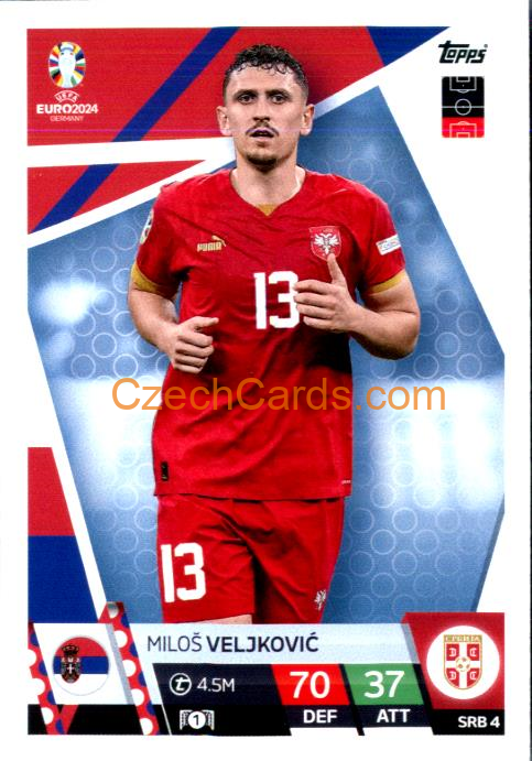 Miloš Veljković 2024 EURO Match Attax #SRB4