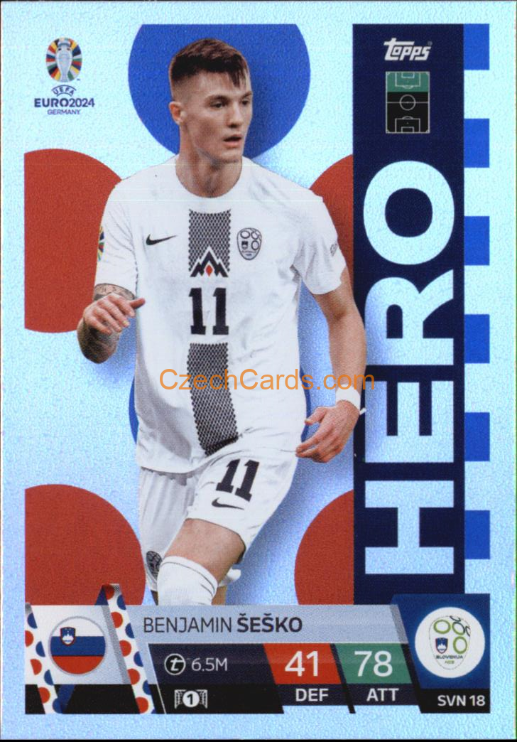 Benjamin Šeško 2024 EURO Match Attax Hero #SVN18