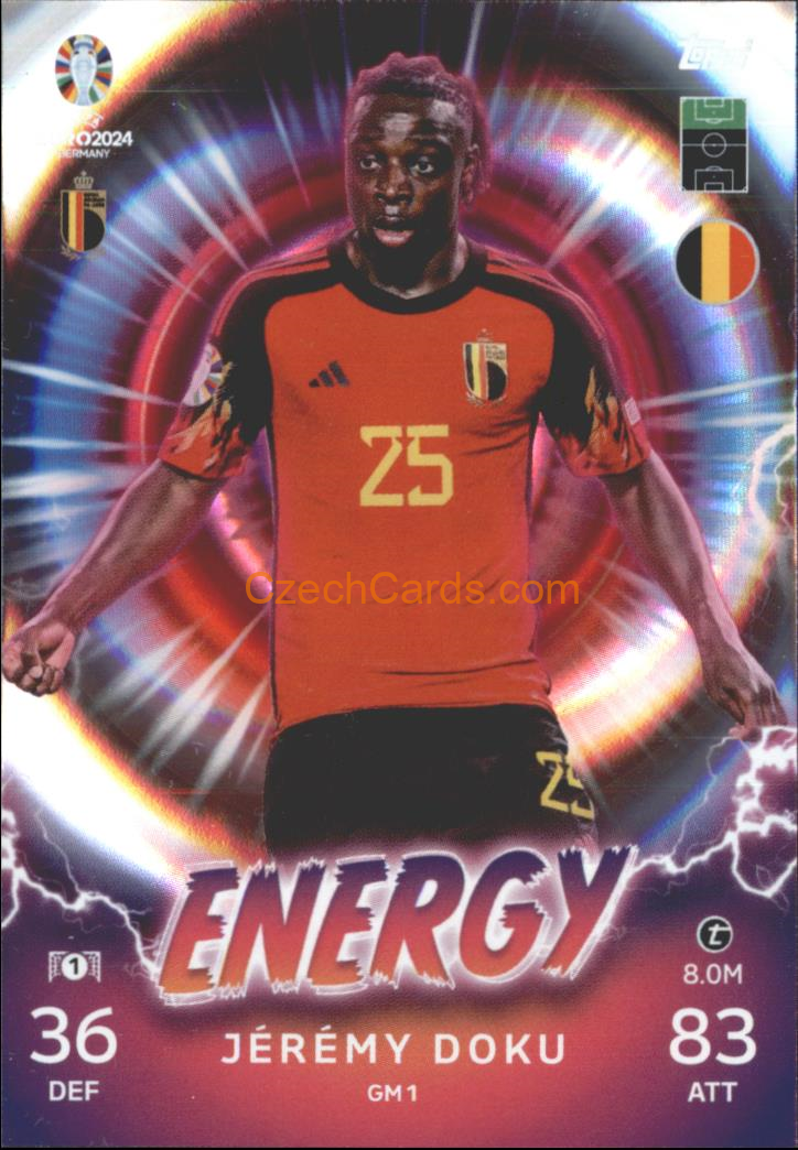 Jérémy Doku 2024 EURO Match Attax Energy #GM1