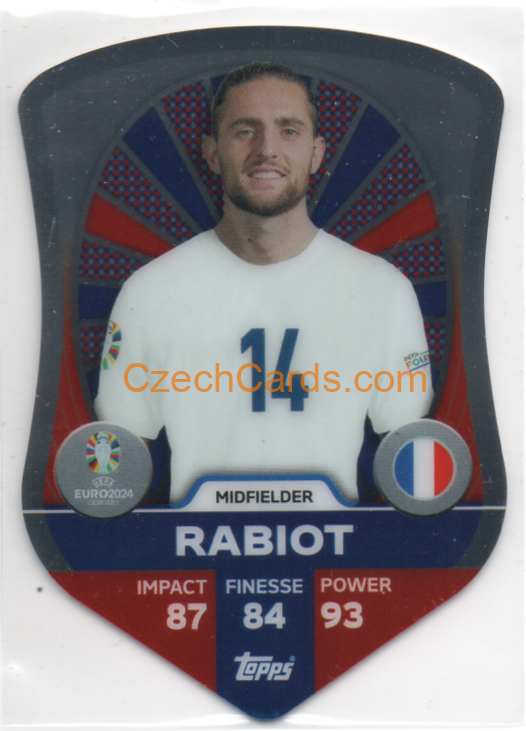 Adrien Rabiot 2024 EURO Match Attax Chrome Pro Elite Shield #SC3