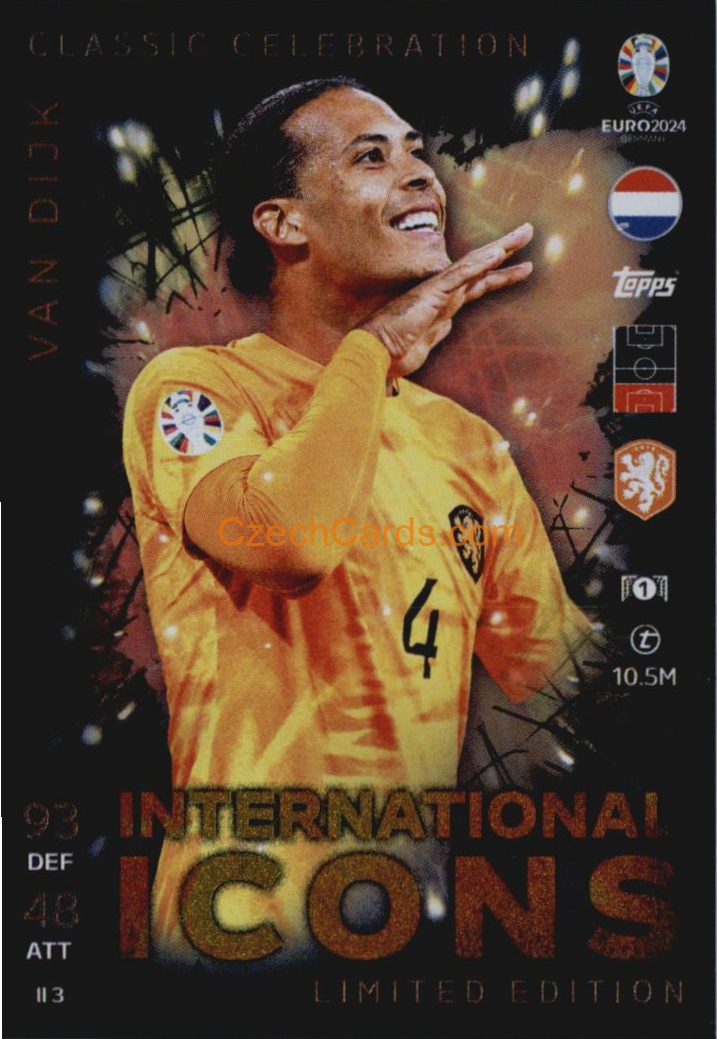 Virgil van Dijk 2024 EURO Match Attax Limited Edition International Icon #IILE3