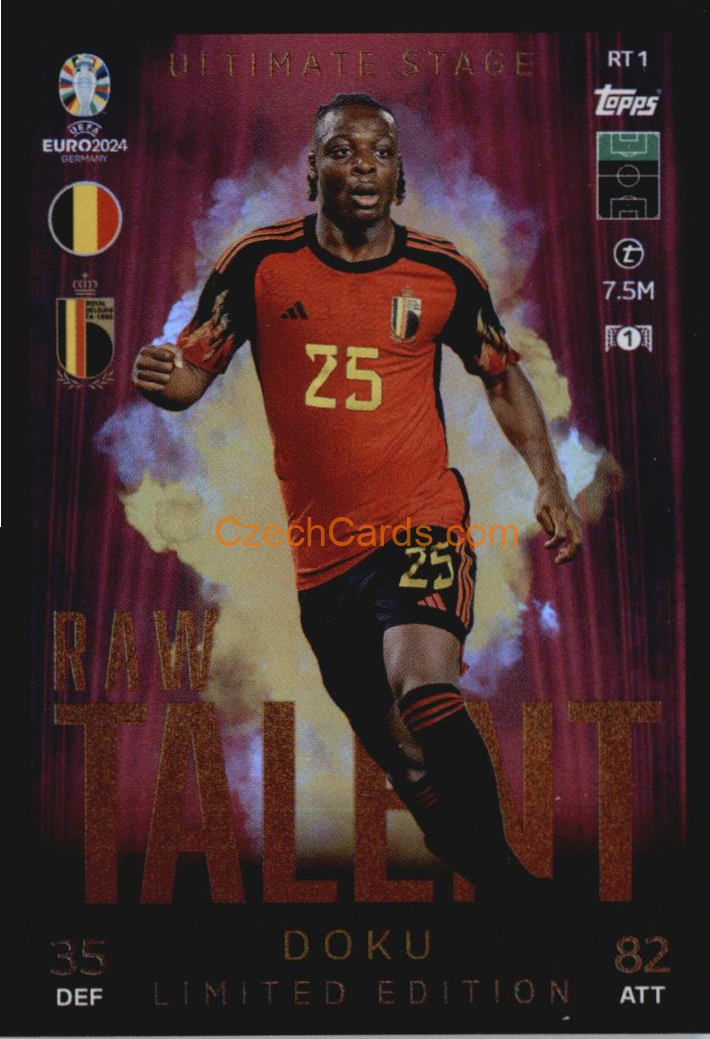 Jérémy Doku 2024 EURO Match Attax Limited Edition Raw Talent #RTLE1