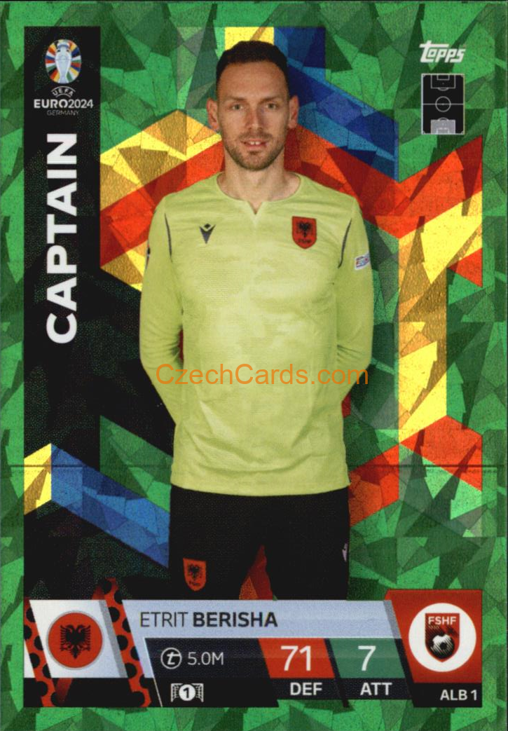 Etrit Berisha 2024 EURO Match Attax Captain Green Parallel #ALB1