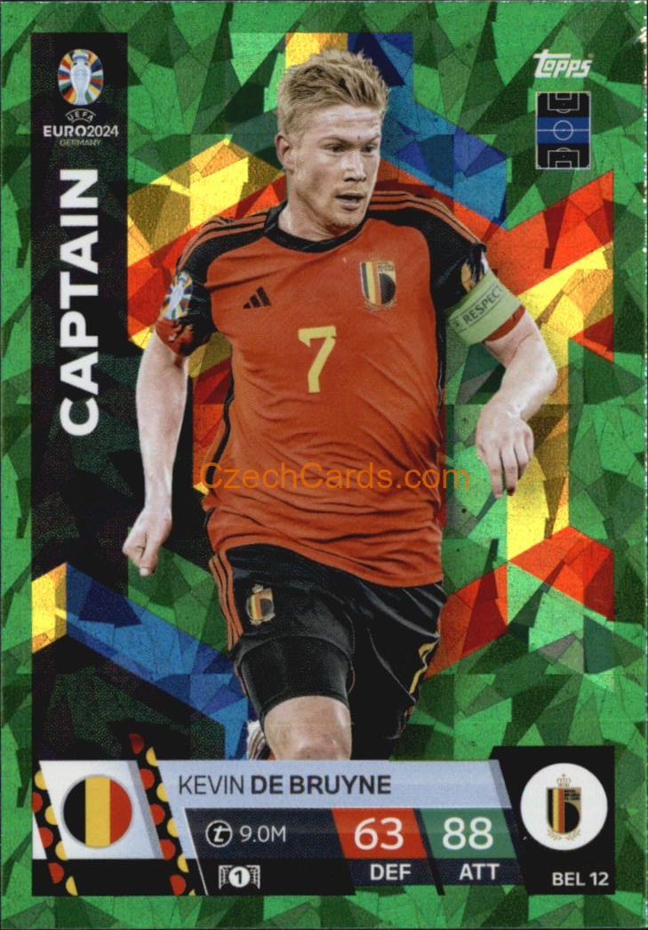 Kevin De Bruyne 2024 EURO Match Attax Captain Green Parallel #BEL12