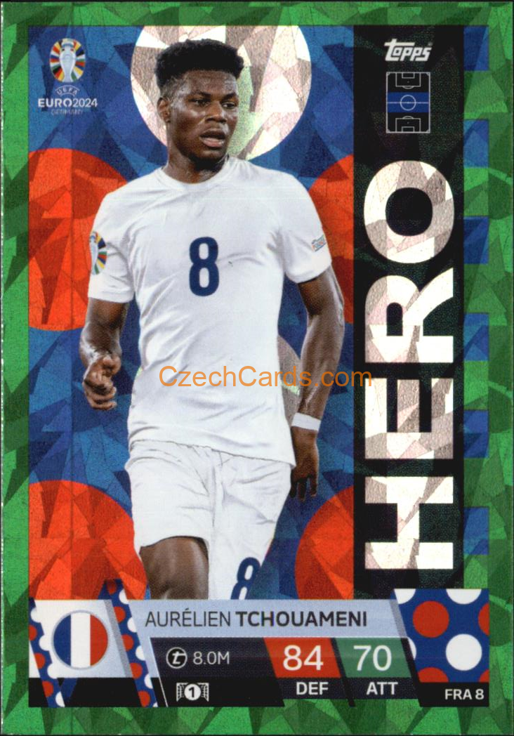 Aurélien Tchouameni 2024 EURO Match Attax Hero Green Parallel #FRA8