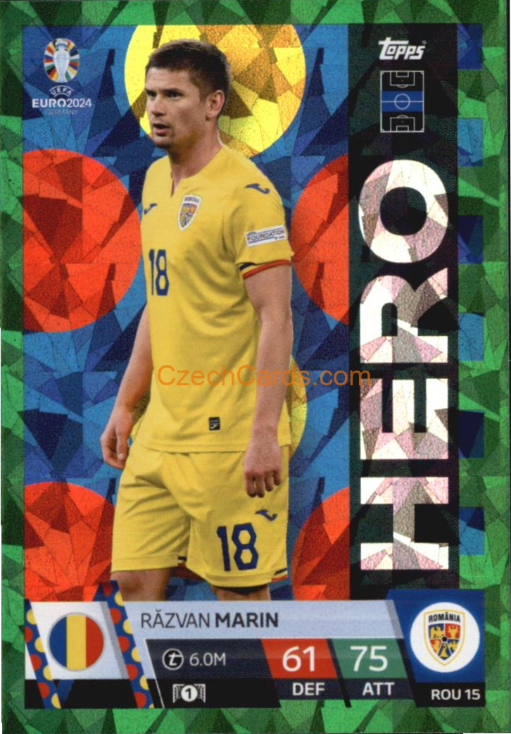 Răzvan Marin 2024 EURO Match Attax Hero Green Parallel #ROU15