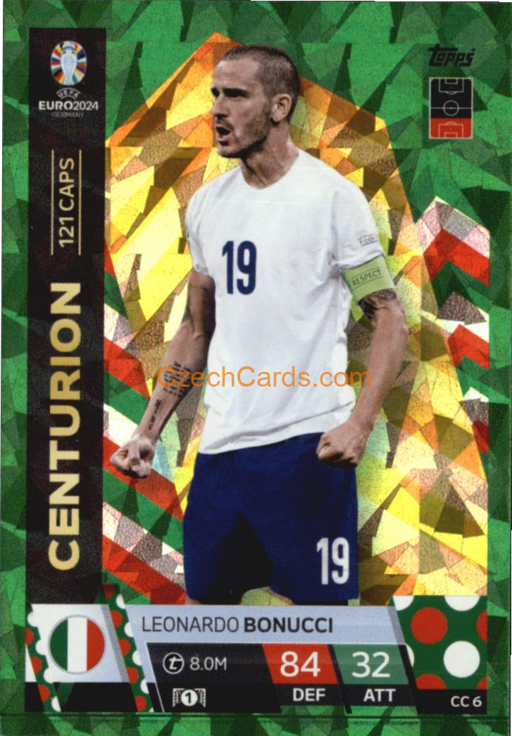 Leonardo Bonucci 2024 EURO Match Attax Centurion Green Parallel #CC6