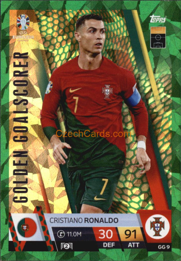 Cristiano Ronaldo 2024 EURO Match Attax Golden Goalscorer Green Parallel #GG9