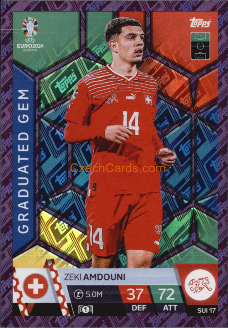 Zeki Amdouni 2024 EURO Match Attax Graduated Gem Purple Parallel #SUI17